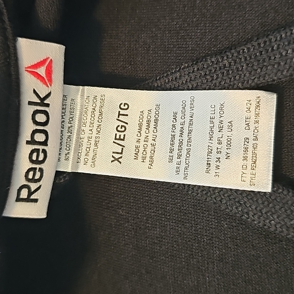 💲⬇️NWT | Unisex Reebok Men's Black Hoodie XL - Picture 5 of 7